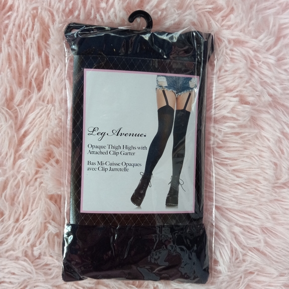 LAST 1! Dolls Kill X Leg Avenue black thigh Highs with garter clips attached! - Picture 16 of 16